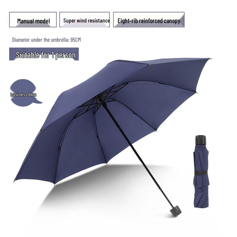 Yamo Extra Large Foldable Black-Coated Windproof Sun/Rain Umbrella 8-Rib Manual Pongee