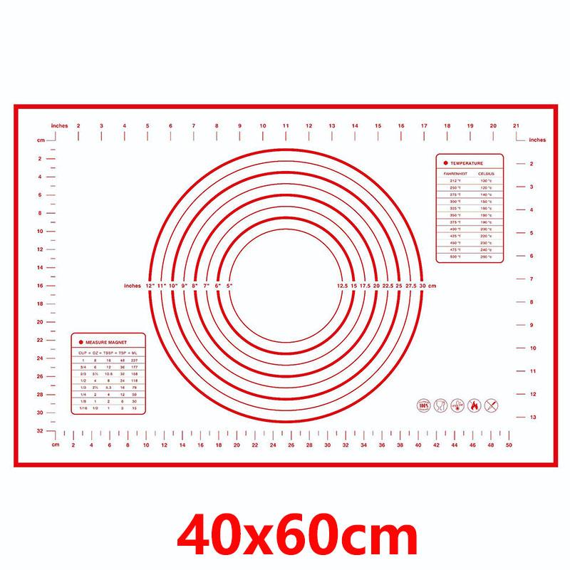8 Size Silicone Baking Mat Reusable Nonstick Baking Sheet Thick Dough Rolling Mat with Measurements and Edge Heightening JT606