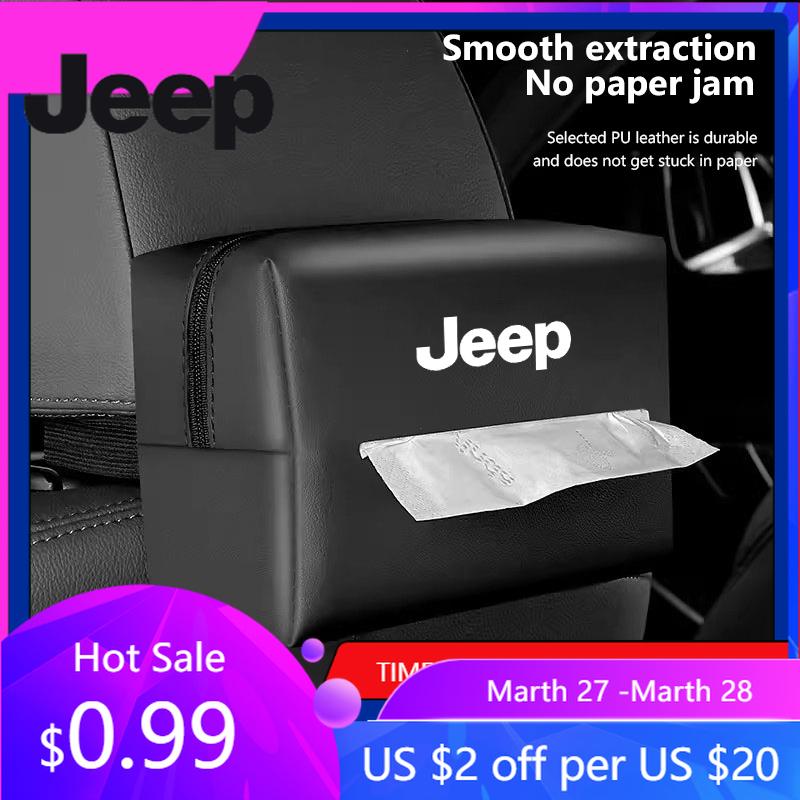For Jeep Car Tissue Organizer Bag Paper Towel Storage Box Accessories For Jeep Grand Cherokee Wrangler JK Gladiator Compass R
