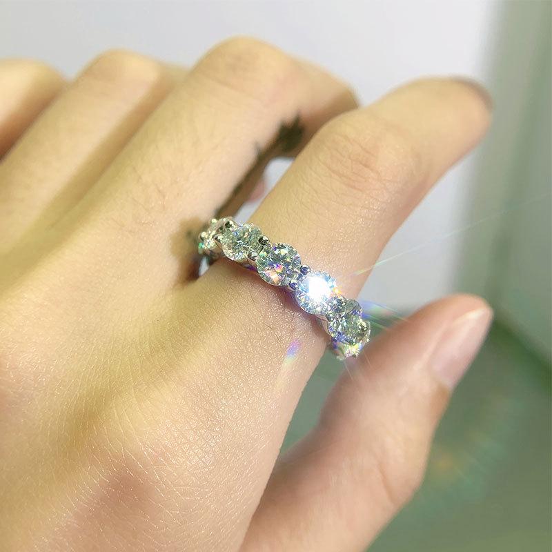 3/4/5mm D Color Moissanite Ring For Women 925 Silver with White Gold Plated Lab Diamond Engagement Wedding Band Jewelry