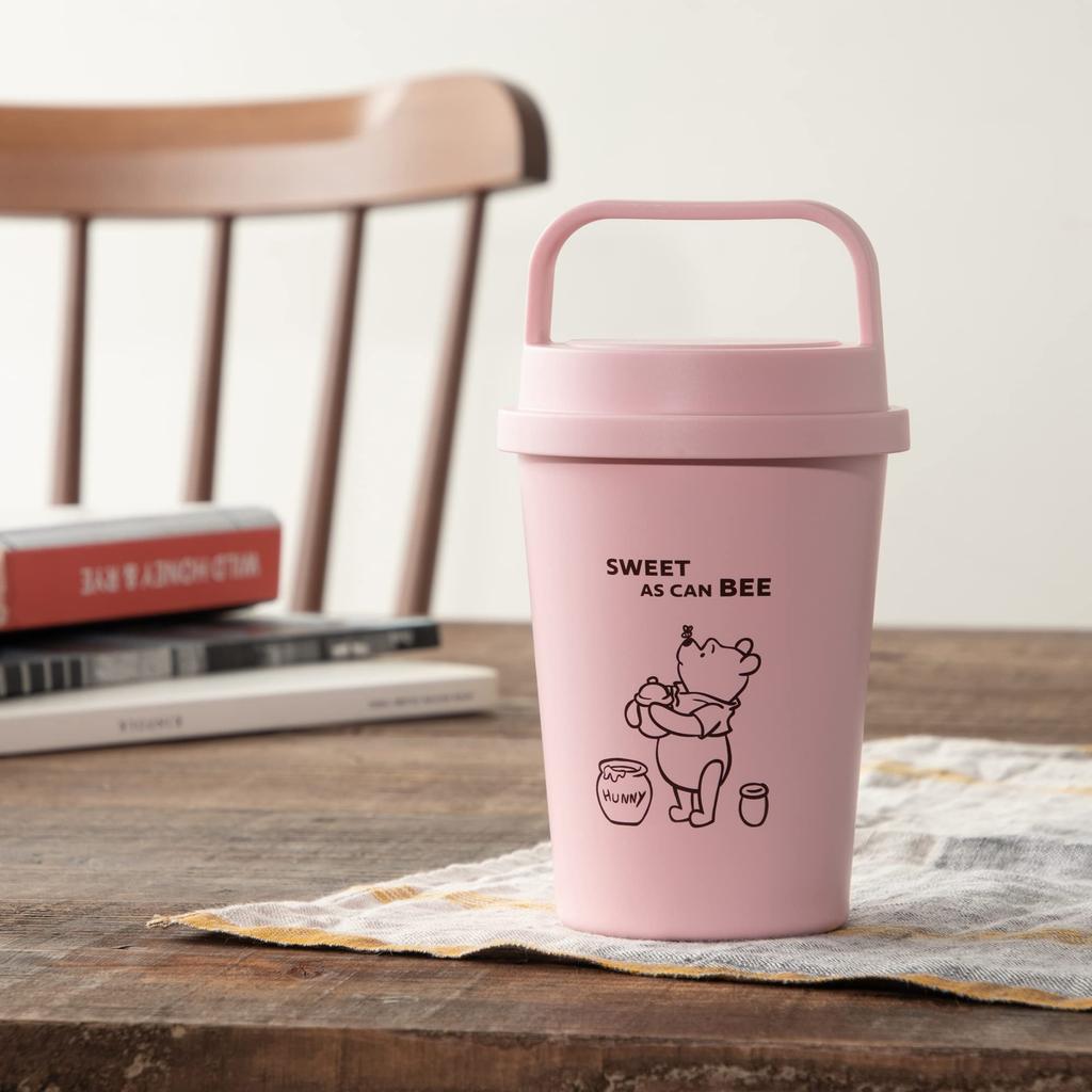 Maebata Winnie the Pooh Tumbler with Keeps Hot and Insulated Thermostainless 52820 Handle, Cold, Steel, Pink, 350ml, Disney, D-WP33