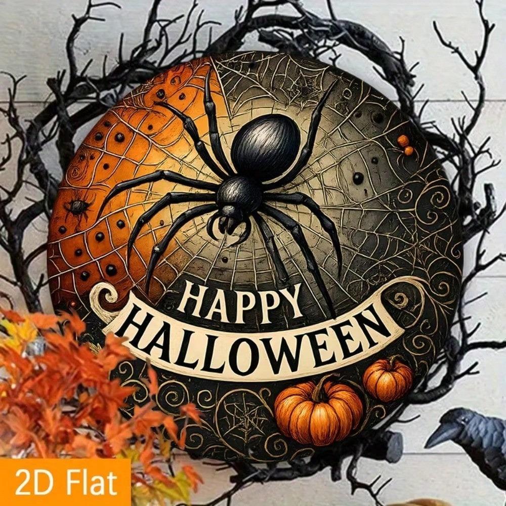 Halloween Aluminum Wall Art Spider Metal Sign Horror Decor Gift