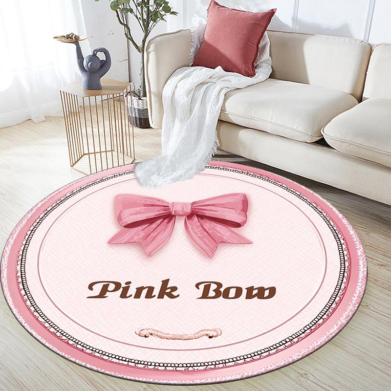 Runder Teppich mit rosa Muster, Teppich für Wohnzimmer, Schlafzimmer, Sofa, Spielzimmer Dekor, Rutschfeste Bodenmatte, Feiertagsgeschenke und Geburtstagsgeschenke.