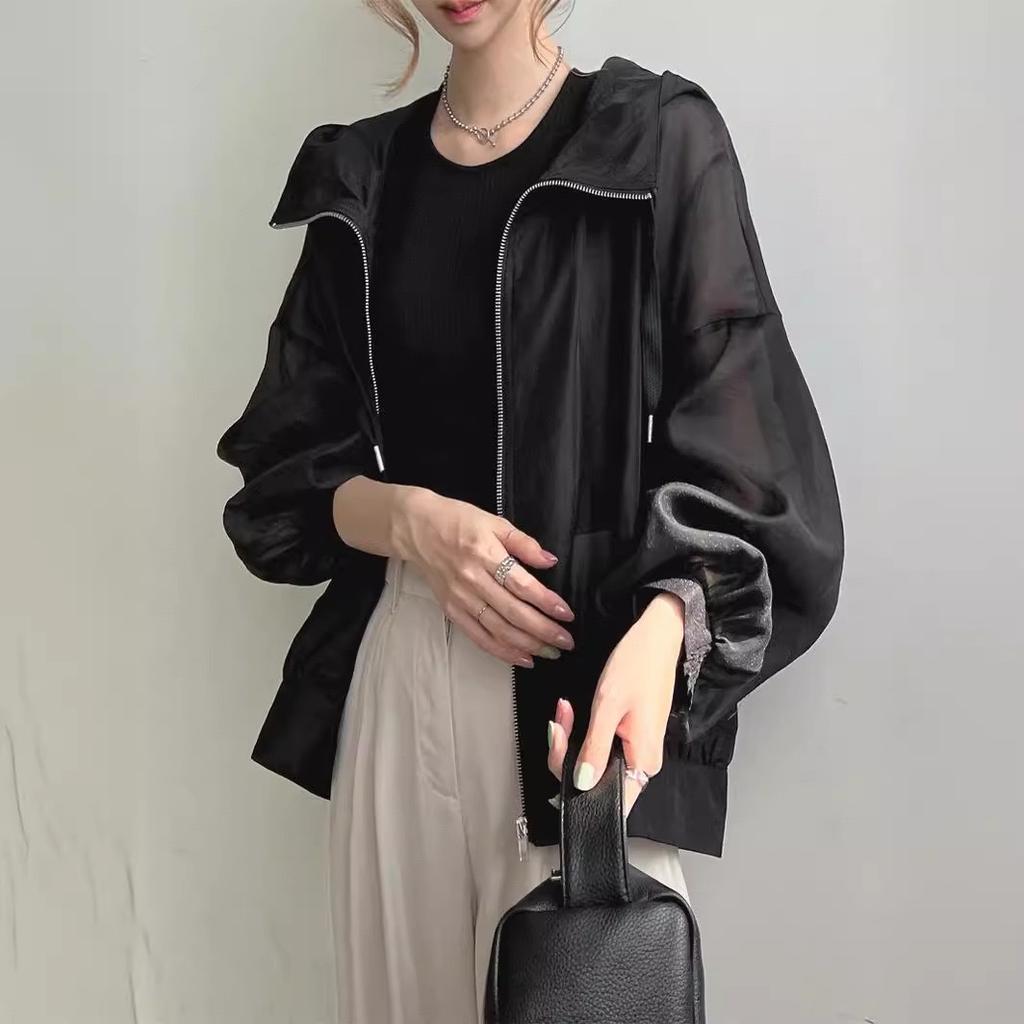Japanese-Style Solid Color Thin Sunscreen New Fashionable Lightweight Hooded Sun Protection Clothing for Women