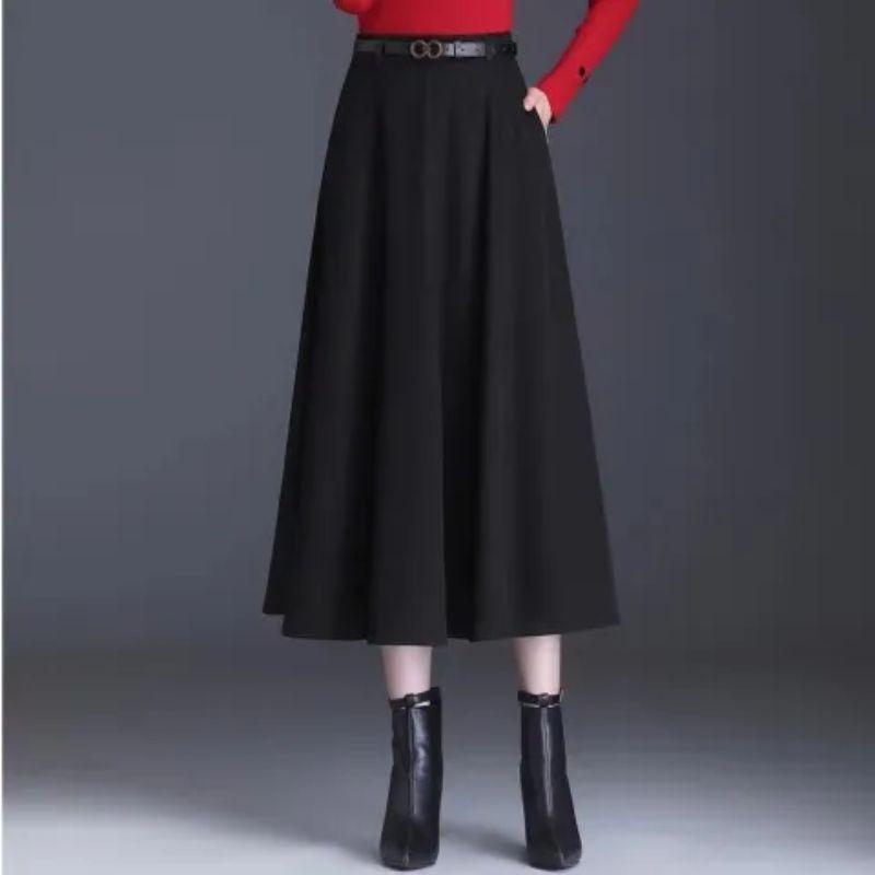 

Брендовый Сток Распродажа Юбка с Защипами Женская Миди с Завышенной Талией Драпированная Юбка Высококачественная А-силуэта Длинная Юбка Black Belt L (Recommendation 50.00 kg-60.00 kg