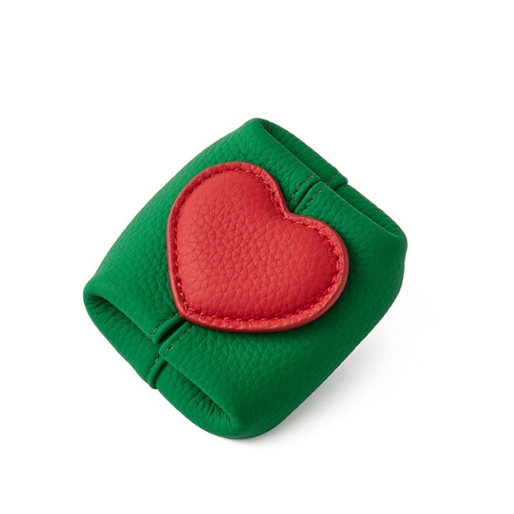 

Fashion Cowhide Coin Wallet Love Heart Solid Color Small Wallet Square Shape Color Matching Jewelry Bag Daily Use