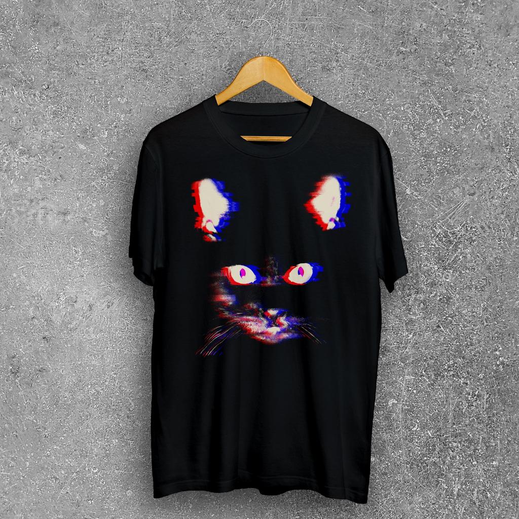 Psychedelic Cat T-shirt Gift for Woman and Man, Distorted Cat Tee Shirt, Gothic Alt Clothing, Band Tee, Unisex Cat Lover Gifts, Trippy Shirt
