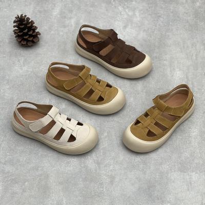 Γνήσια Δερμάτινα Γυναικεία Παπούτσια με Αίσθηση Παπουτσιού Σαγιονάρες και Αναπνεύσιμα Μαλακά Αθλητικά από Δέρμα Αγελάδας για το Καλοκαίρι