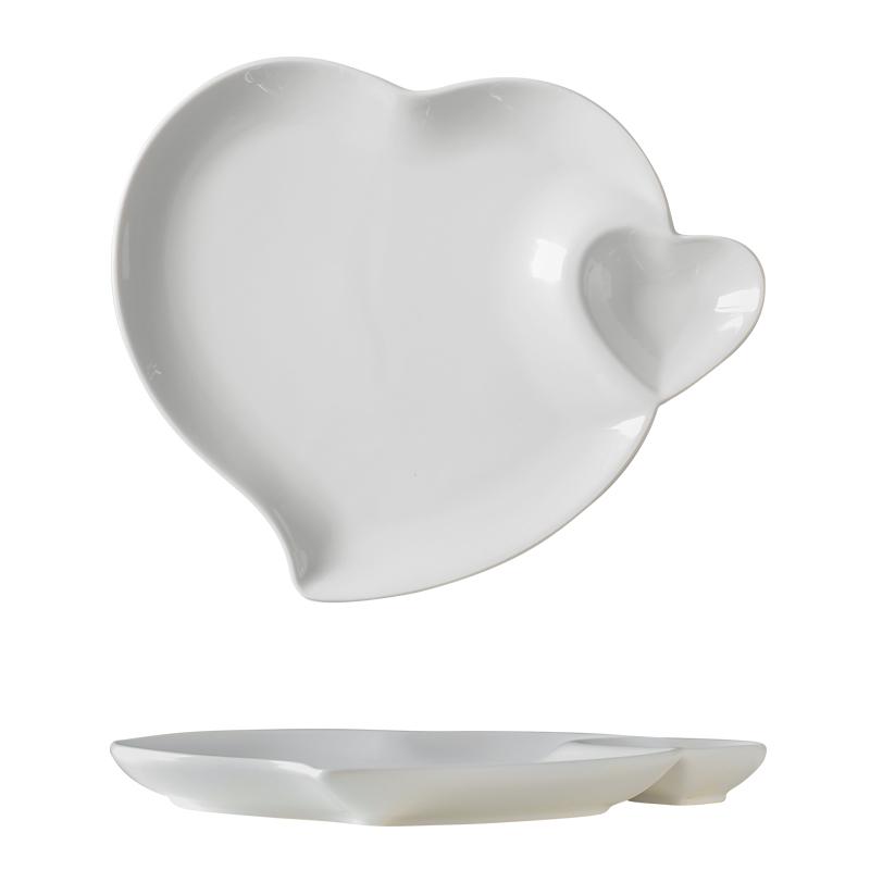 Hotel Ceramic Dumpling Plate with Vinegar Plate White Creative Love Shaped Personalized Vegetable Plates Special Tableware