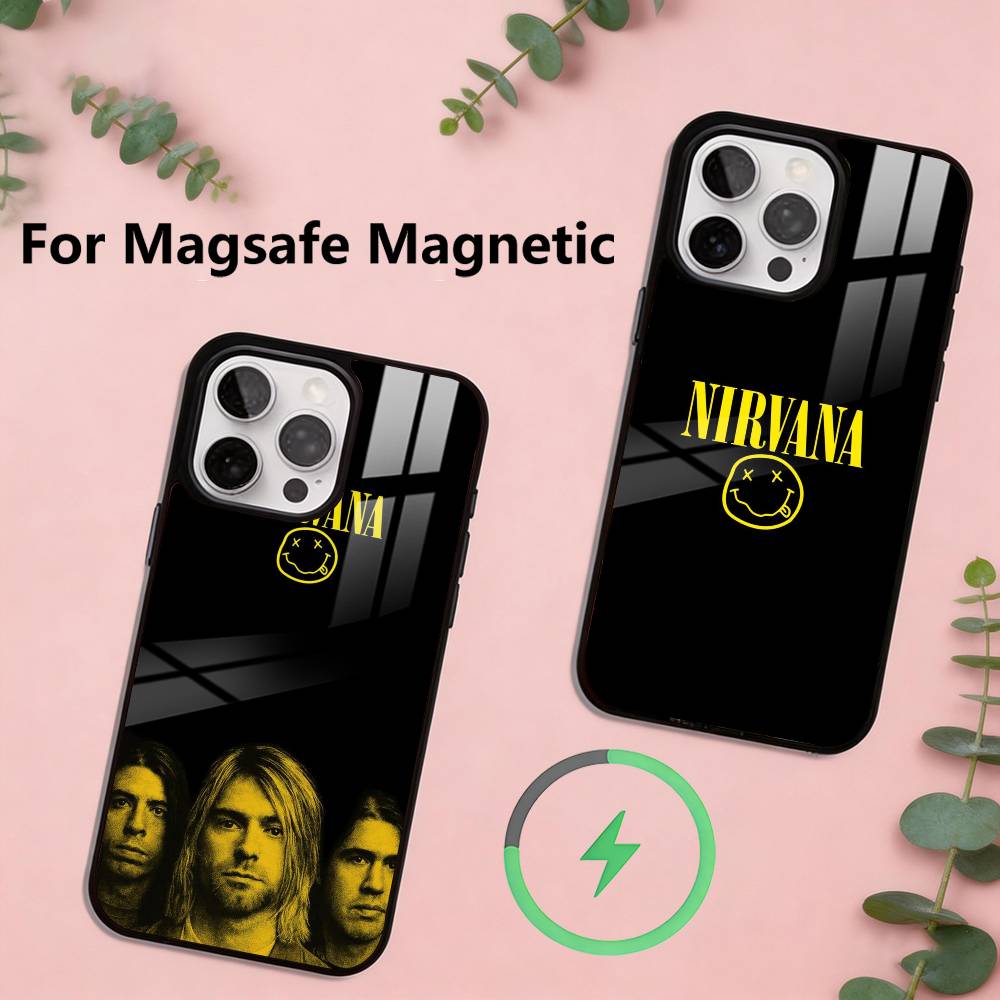 Nirvana Rock Band Phone Case For iPhone17,16,15,14,13,12,11 Plus,Pro Magnetic For Magsafe Wireless Charging