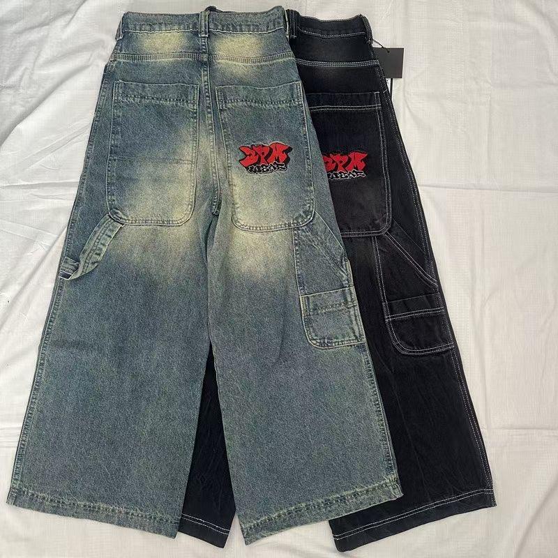 RogueWave Y2K Nové Streetwear Džíny Vintage Prané Volné Džíny Harajuku Punk Rovné Ležérní Gotické Široké Kalhoty