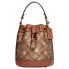 Dempsey Signature Coated Canvas Litchi Grain Leather Bucket Bag Handbag Mini Women's Brown (Unisex) Handbags CE587 IMV2X