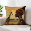 African Women And Animals Painting Pillowcase Throw Pillow Cover Vintage Cushion Covers Home Living Room Sofa Couch Seat Decor