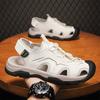 Fashion 2025 Summer Sandals Men Beach Slippers Genuine Leather Man Sandals Fashion Walking Shoes Male Plus Size 38-46