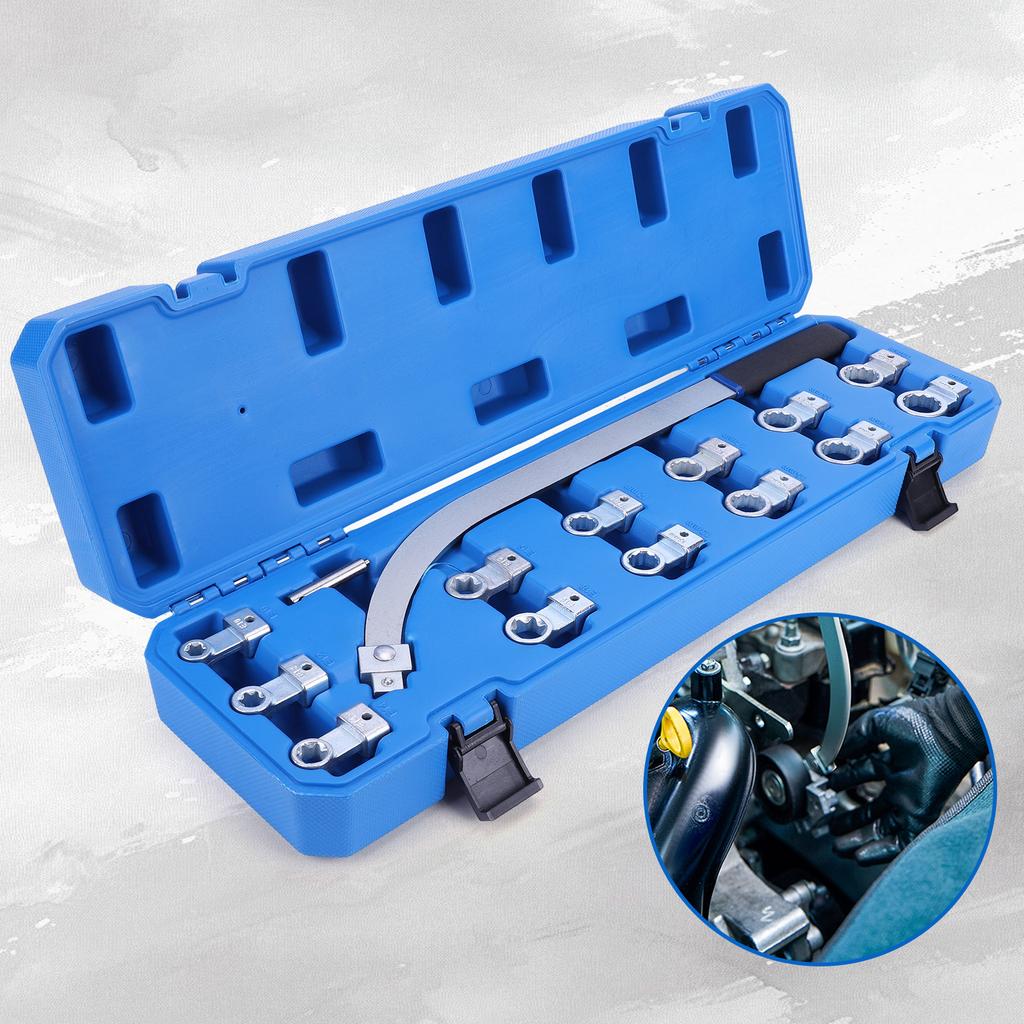15PCS Serpentine Belt Tension Pulley Wrench Set Screw Removal Tool Belt Tension Tensioning Adjuster Lever Tool for Most Vehicles