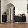 Living Room Sideboard, High-Gloss, 3 Soft-Close Doors, Adjustable Shelves, 120 x 40 x 75 cm, Black