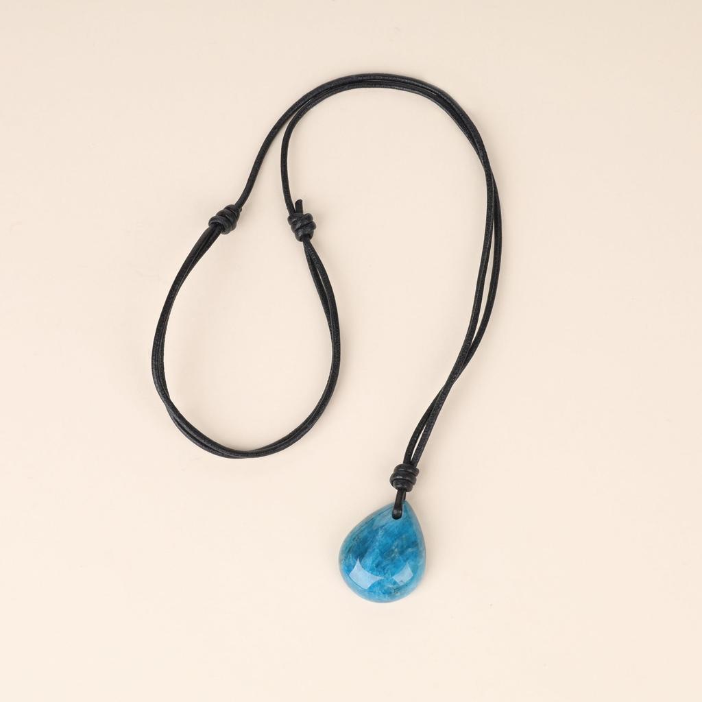 Apatite Teardrop Lucky Charm Power Stone Necklace [COAI] (Unisex)