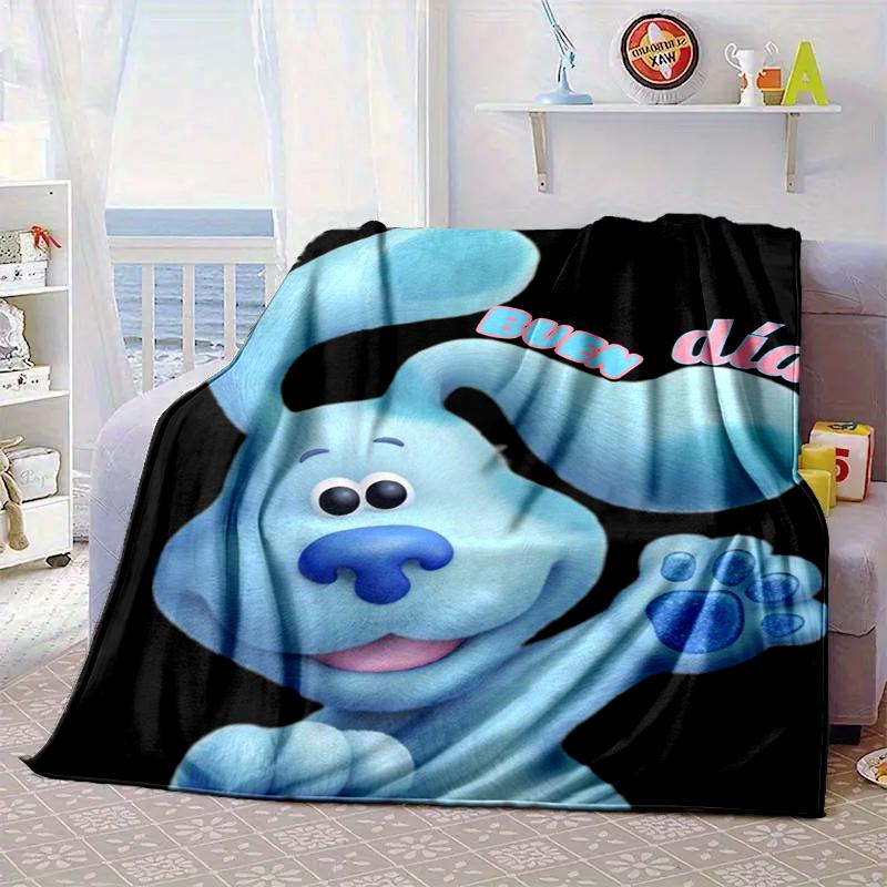 Cartoon Blue dog Blanket Flannel Blanket for bed, sofa, Camping, Hiking, Picnic Essentials, gift for family Fan gifts