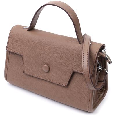 Women's Bag with a Geometric Flap Made of Genuine Leather Vintage 22630 Brown