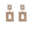 Rscvonm Luxury Shining Crystal Drop Earrings Gold  Color Square Rhinestone Dangle Earrings For Women Wedding Party Jewelry