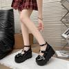 Spring Summer Shallow Rivet Wedge Single Shoes Women's Platform Platform Rivet Metal Buckle Mary Jane Small Leather Shoes