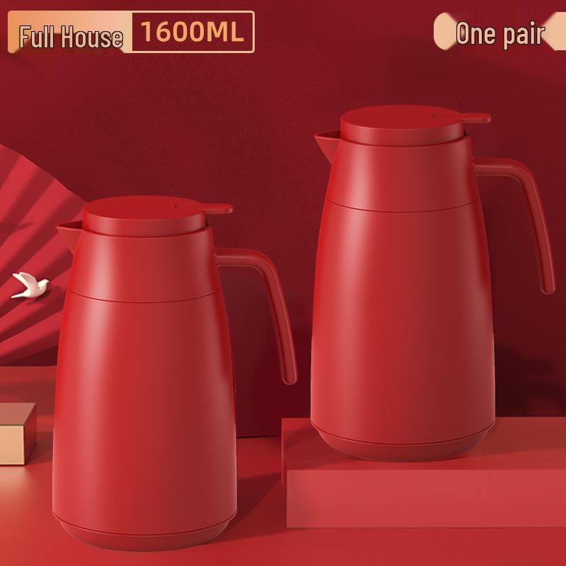 Red Dowry Thermos Flasks for Weddings - Large Capacity Insulated Kettles, Hot Water Bottles