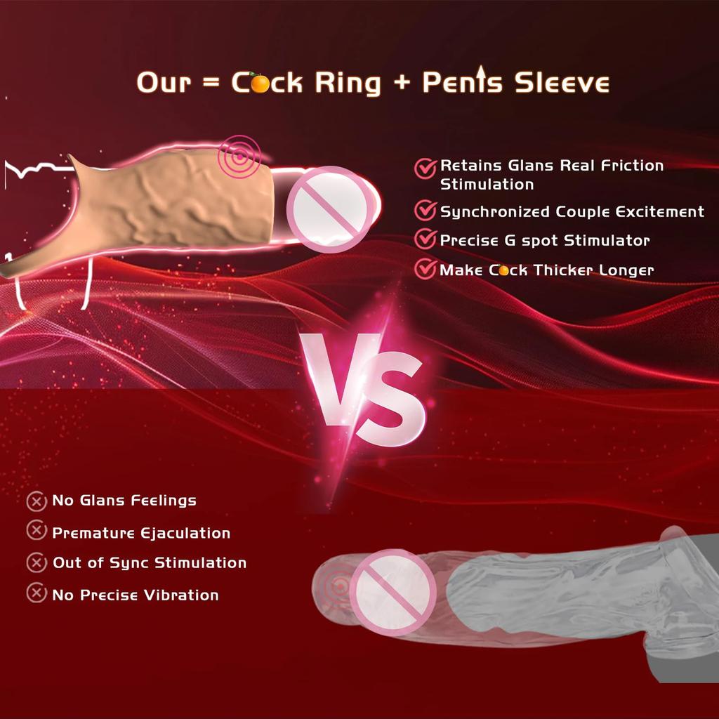 Vibrator Penis Sleeve Cock Ring Ejaculation Extender for Penis Testicles G Spot Stimulation Couples Adult Sex Toy for Men dildo