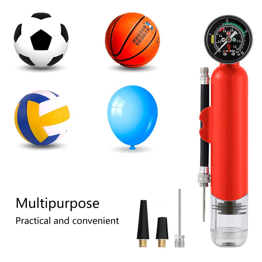 Basketballpumpe Håndholdt Ballpumpe med Manometer 20PSI Bærbar Luftpumpe Ballpumpeverktøy Enkel å Bruke