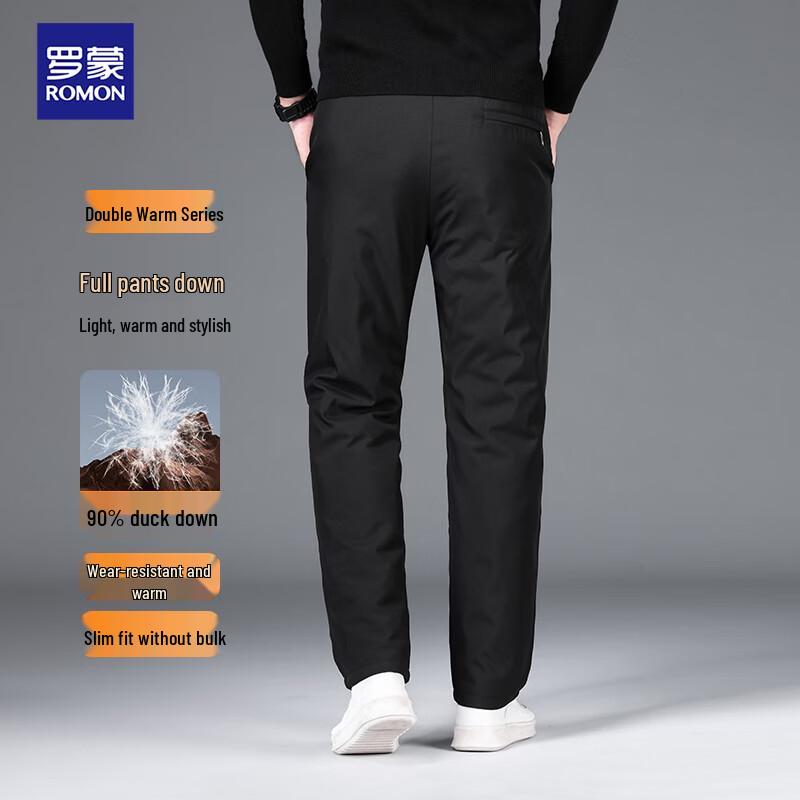 ROMON Men's Winter Waterproof 90% Down-Filled Straight-Leg Casual Trousers