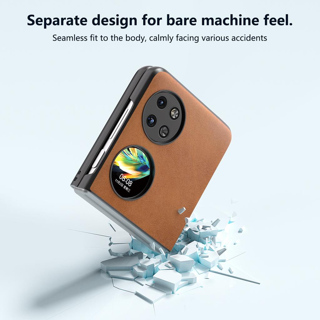 For Huawei Pocket 2 Phone Case PU Leather+Hard PC Cover Anti-Shock