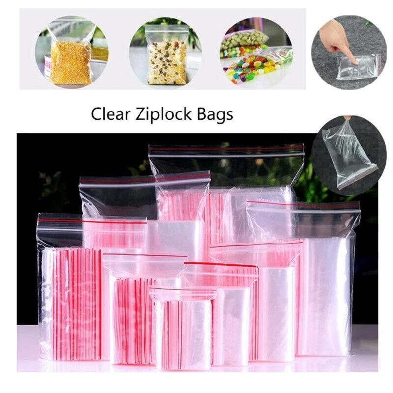 100 Pcs/Pack Small Zip Lock Plastic Bags, Reclosable Transparent Bag, Shoe Bag Vacuum Storage Bag, Poly Clear Bags Thickness 0.05mm