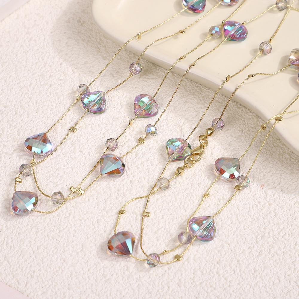 Všestranný dlouhý křišťálový náhrdelník: Módní šperky s řetízkem na svetr (170 cm)