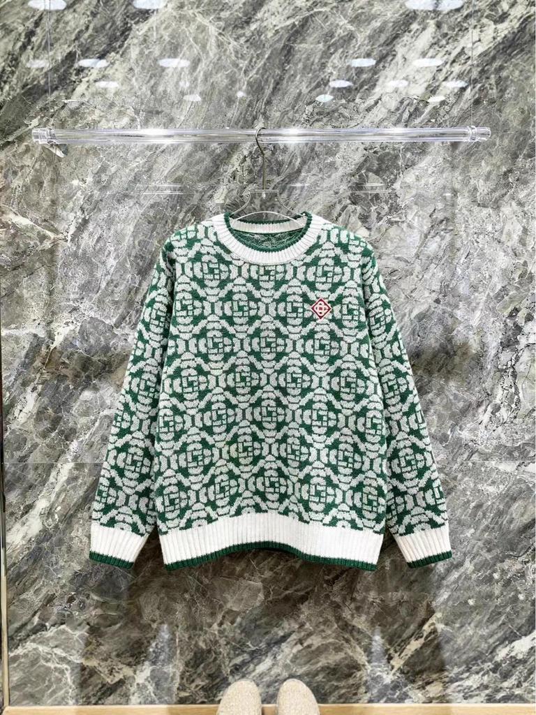 European Style CASA Knit Piqué Polo with Patchwork Pattern - Unisex Design Sweater