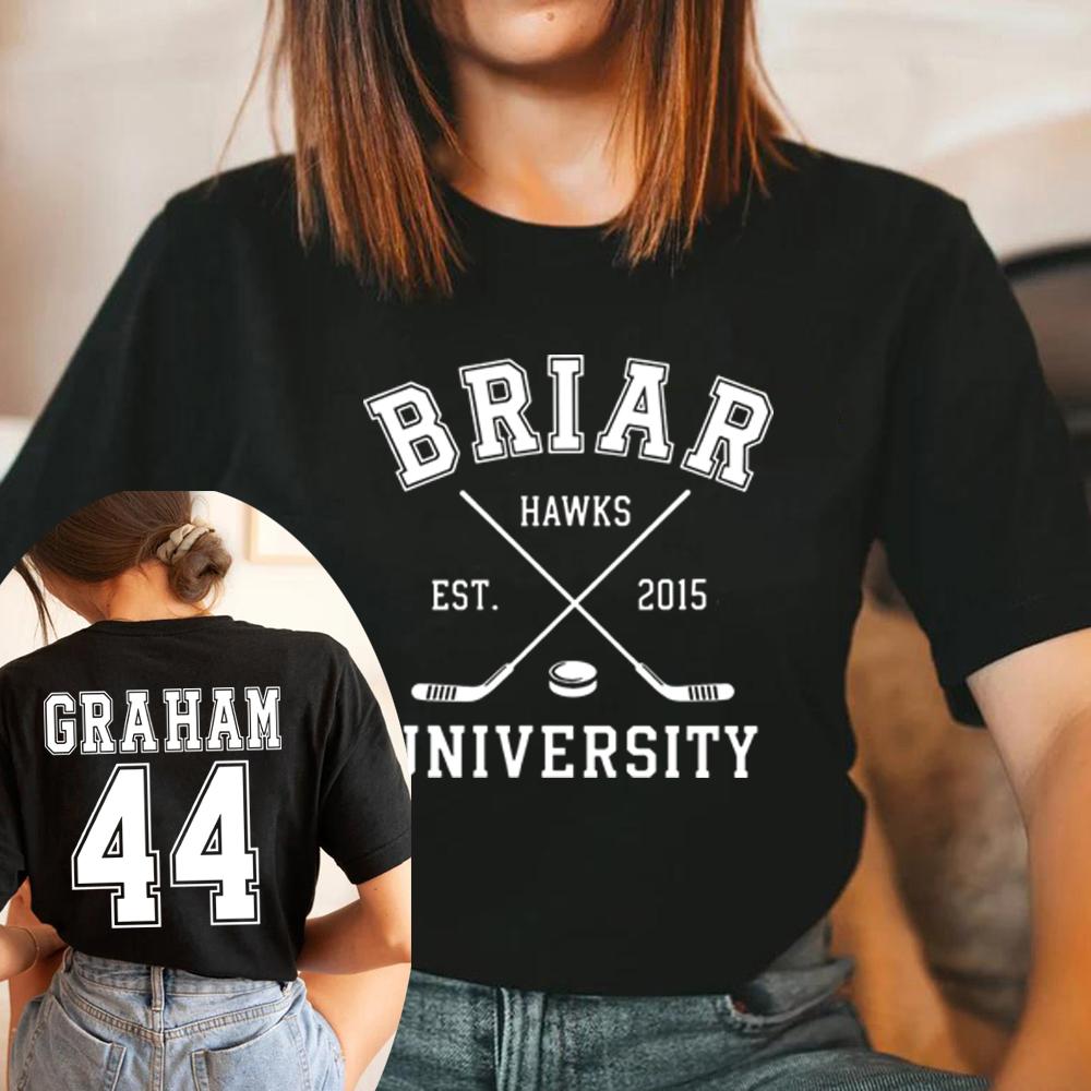 Briar University Graham 44 Hockey Zweiseitiges T-Shirt Briar U Hockey Romanze Tee Unisex Kurzarm T-Shirt Buchliebhaber Geschenk Shirt