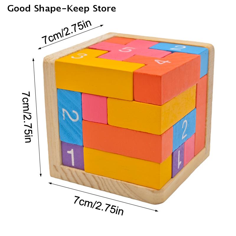 Colorful Wooden Blocks Puzzles 3D Puzzle Toys Classic Luban Lock Cube Intellectual Game For Children And Adults