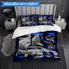 3PCS Skyline Blue Racing Spirit Speed Style Bedding Set 2D Printing (Includes 1 Duvet Cover + 2 Pillowcases Coreless), Bedroom decor,Fan gift