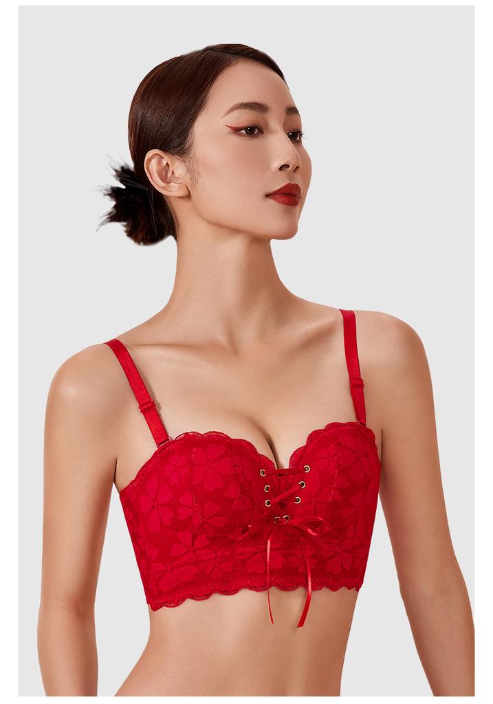 Big red bra set, zodiac year underwear, women's suit, big red bra, underwear, women gathering, wedding bride bra