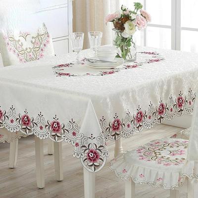 Toalha de mesa leitosa elegante luxo bordado toalha de mesa juppe cetim jacquard flor mesa de jantar capa de gabinete de tv