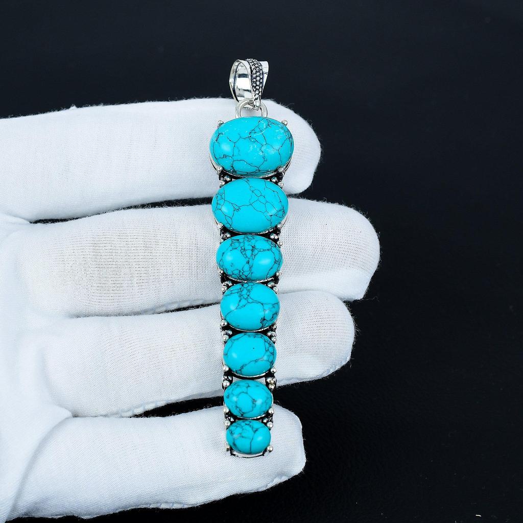 Natural Turquoise Pendant, 925 Sterling Silver Pendant, Handmade Pendant, Antique Pendant, Turquoise Gemstone Pendant, Valentine's Day Gift