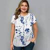Summer Round Neck Floral Graphic 3D Print Top Fashionable Casual Short Sleeved Plus Size Women's T-shirts
