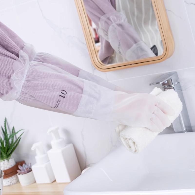 Guantes Duraderos Antideslizantes Transparentes para Limpieza Doméstica