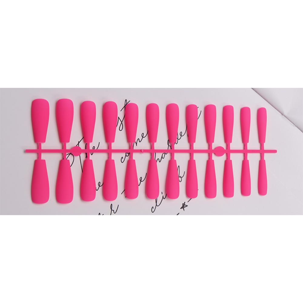 24pcs/set DIY Quick Nails Lengthened Ballet Matte T-shaped False Nails Multi-color Strips Finished Wear Manicure