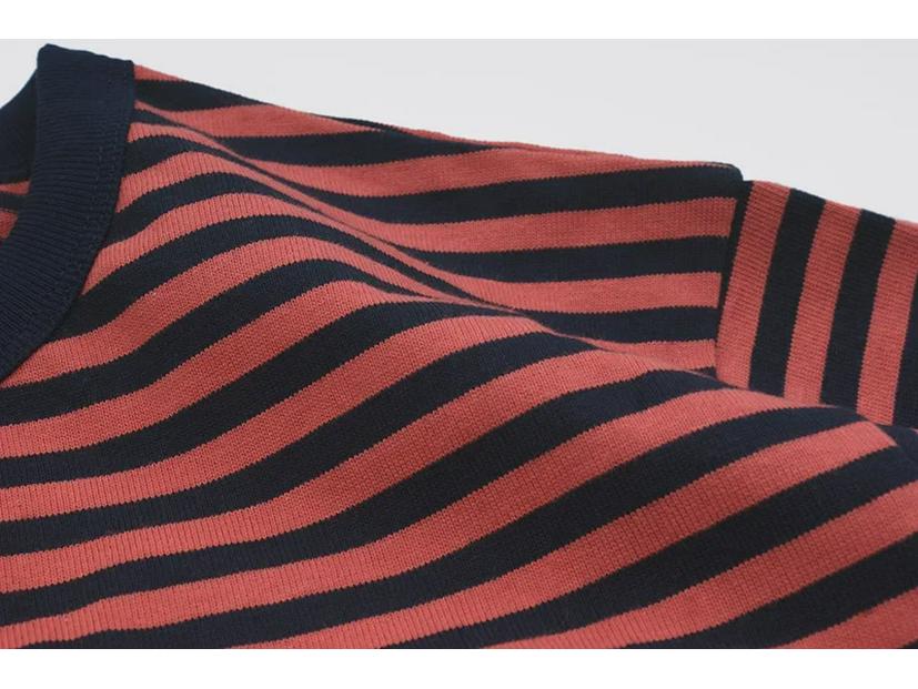 OKONKWO Letní pruhované pánské námořnické tričko khaki a tmavě modré