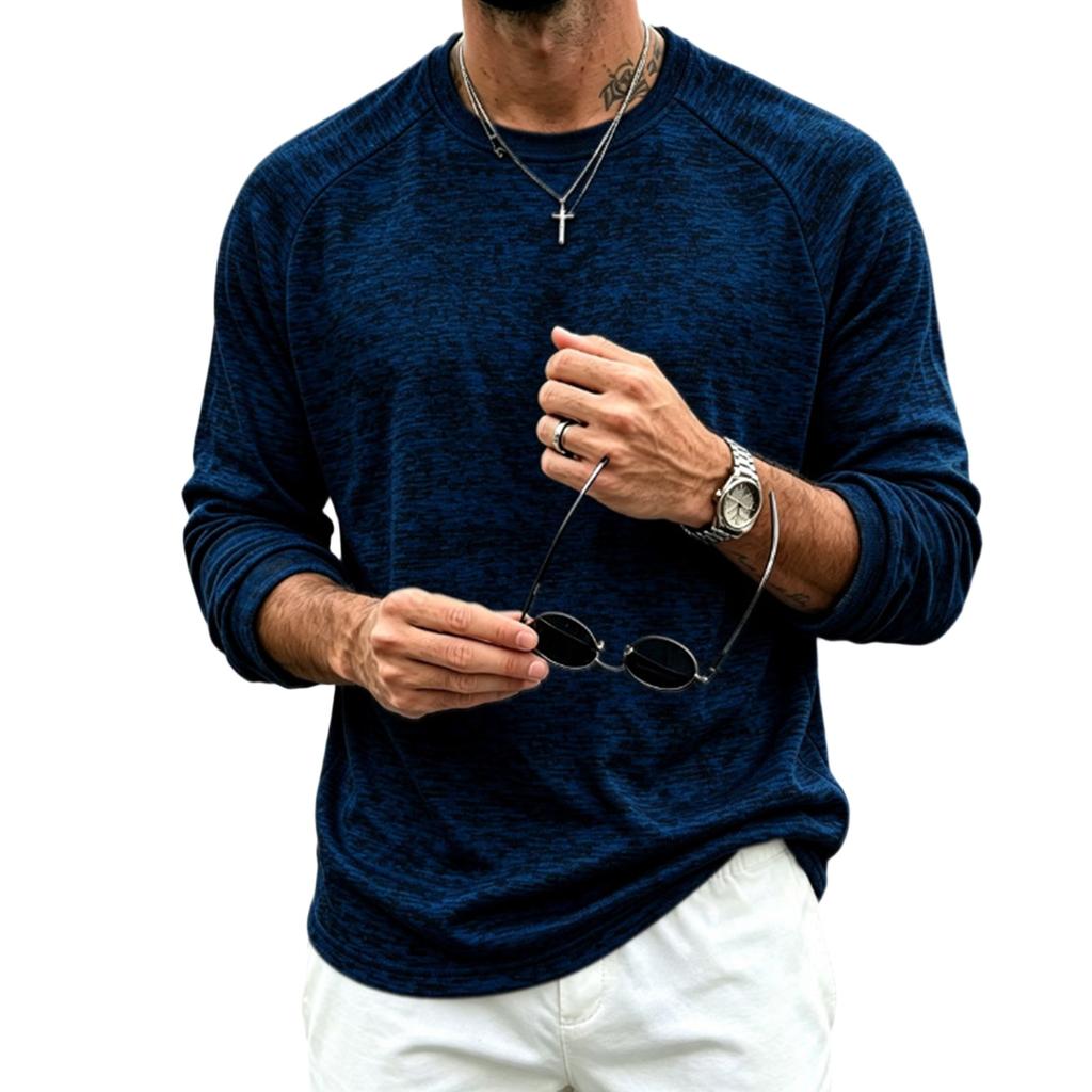 Men's Vintage Raglan Long Sleeve Crewneck T-Shirt Casual Base Layer Top for Everyday Wear