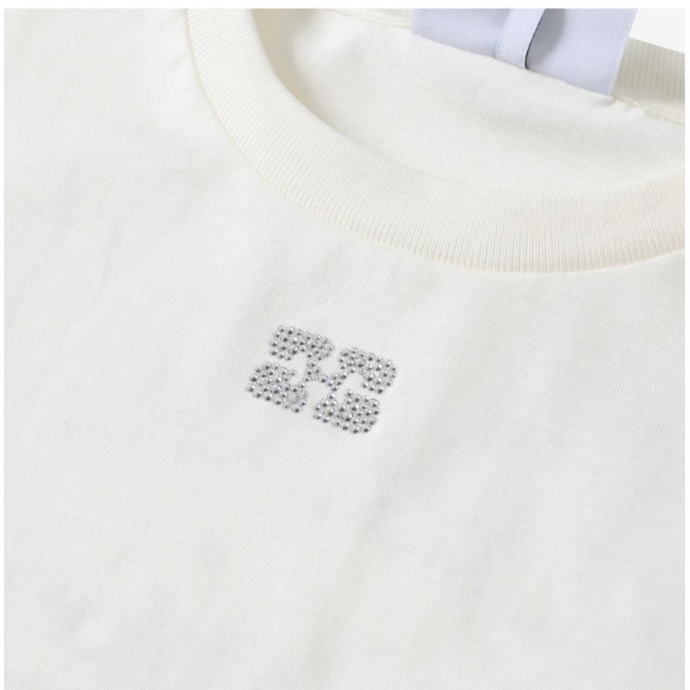 Ganni T3946 135 Butterfly RhineStone Logo Women S Short Sleeve Tee