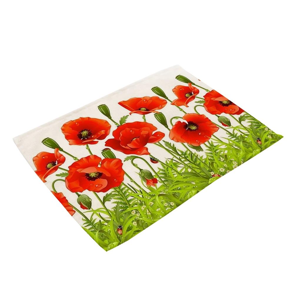 Classic Rose Flower Placemat Linen Table Mat Tree Wooden Style Dining Table Disc Pads Coaster Napperon Plate Bar Tapete De Lugar