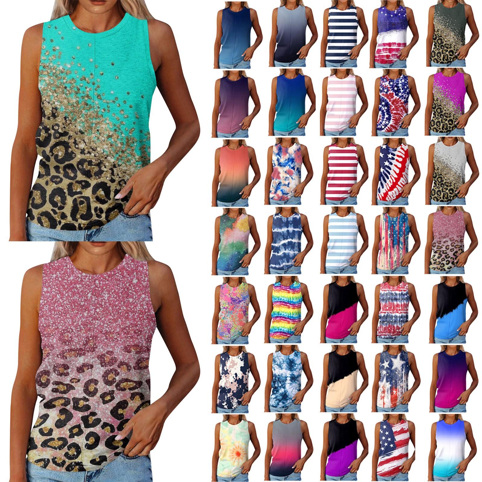 

(Spicy chicken)Womens Tank Tops Crewneck Loose Fit Basic Casual Print Sleeveless Shirts