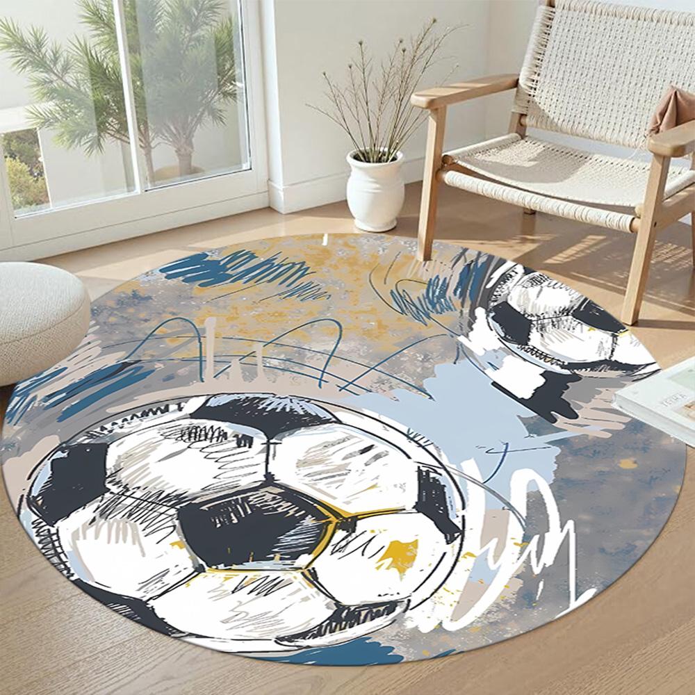 Football Round Floor Mat Perfect for Decorate room Outdoor Foyer Balcony Antislip Round Carpet Decorate Offices
