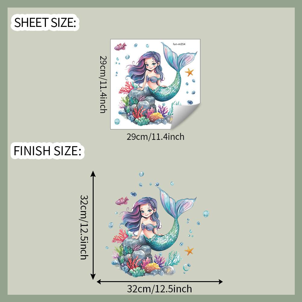 Cartoon Mermaid Coral Seaweed Bathroom Toilet Toilet Stickers for Home Beautification and Decoration