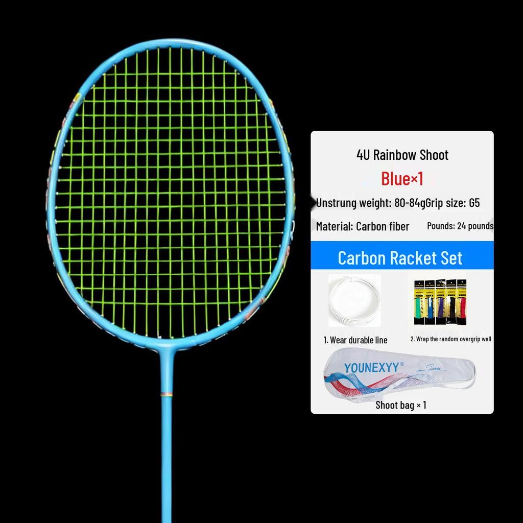 Full Carbon Fiber Badminton Racket Set for Men and Women - Durable, Lightweight, Offensive & Defensive, Professional Adult Singles & Doubles Play